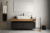 Mobile moderno sospeso bagno con top effetto legno e lavabo di design